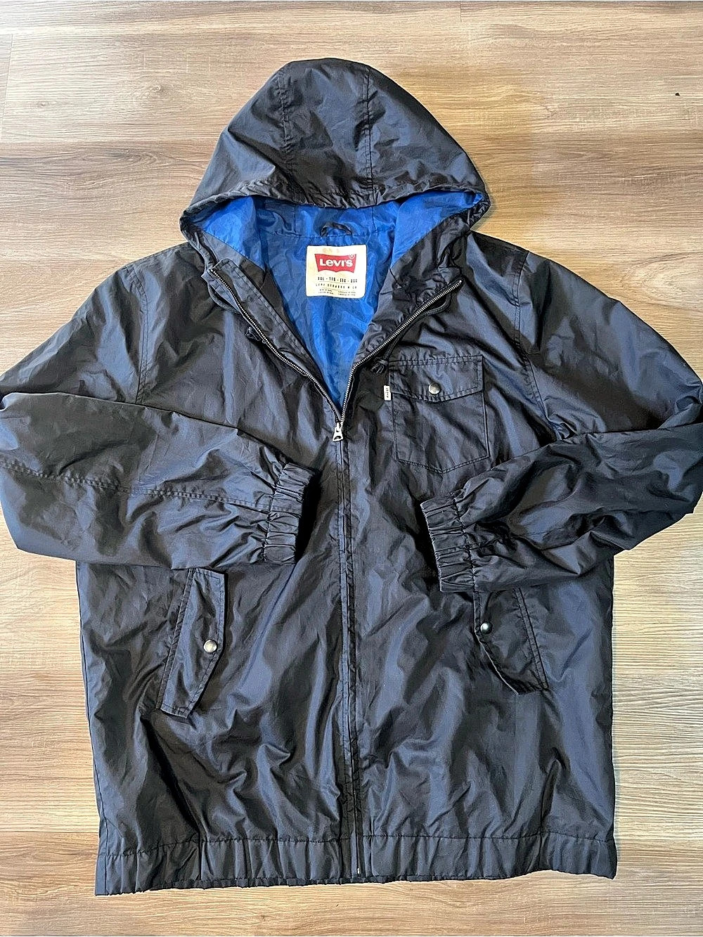 Levi's Hooded Windbreaker Rain Coat in Navy Size XXL Like New